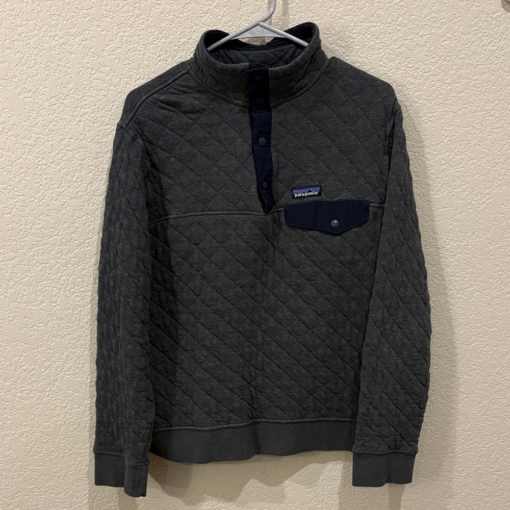 Patagonia Men’s Medium Organic Cotton Quilt Snap-T® Pullover - Dark Gray / Navy